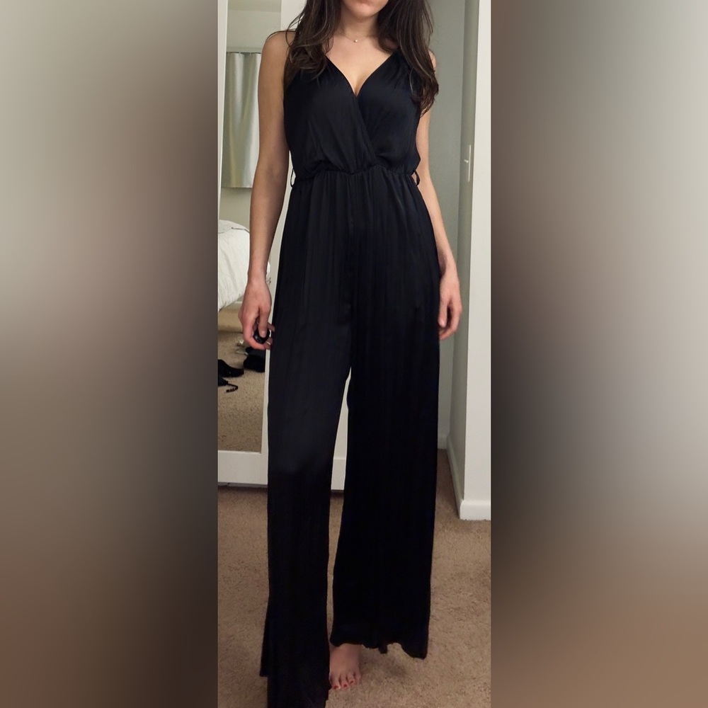 Zara Satin Effect Pleated Jumpsuit Romper